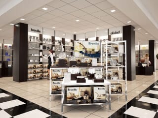 hp_banner_commercial_bloomingdales01_01 photo-realistic computer-generated rendering of a Breville cookware display at Bloomingdale's