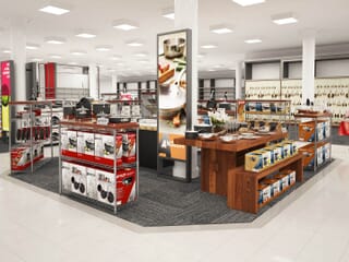 meyer_heraldsquare03_001 photo-realistic computer-generated rendering of a Anolon cookware display at Macy's